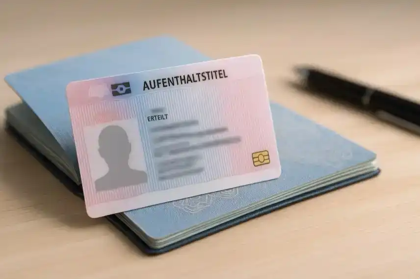 Aufenthaltstitel auf Pass – Nachstellung als Symbolbild zur Fachkräfteeinwanderung und Rückkehrprogrammen für afrikanische Fachkräfte.